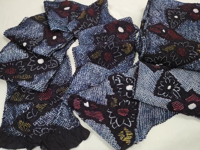 ∴ 上 夏物 浴衣 有松鳴海絞り 反物 着尺 湯のし前 花繋ぎ 証紙付き 綿 kh 6