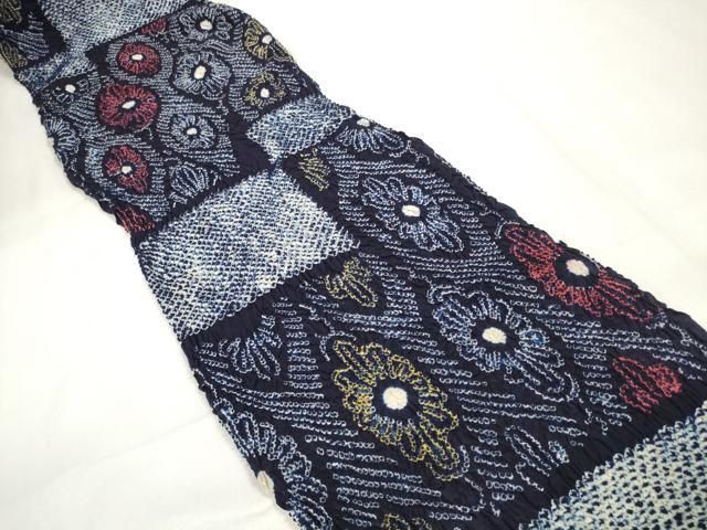 ∴ 上 夏物 浴衣 有松鳴海絞り 反物 着尺 湯のし前 立涌花文 綿 kh 6