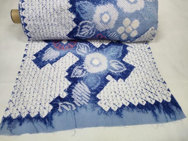  ∴ 上 夏物 浴衣 有松鳴海絞り 反物 着尺 花繋ぎ 綿 kh 6 浴衣反物 浴衣