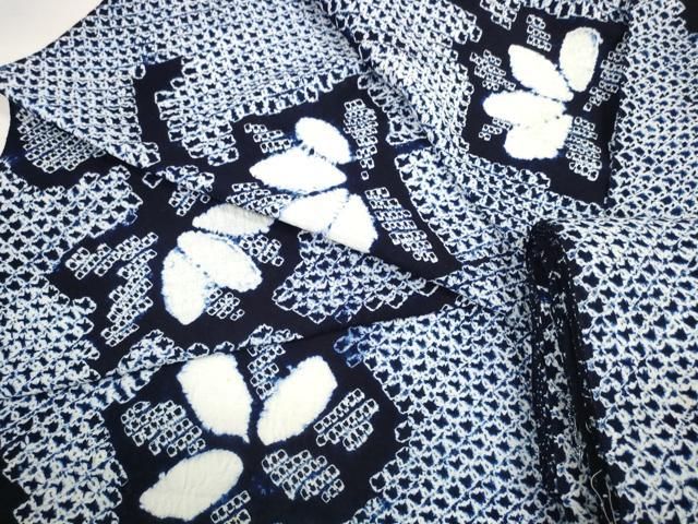 平和屋本店∴極上 夏物 浴衣 有松鳴海絞り 反物 着尺 花唐草 綿 逸品