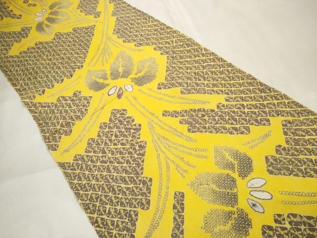 ∴ 上 夏物 浴衣 有松鳴海絞り 反物 着尺 菖蒲 綿 kh 6