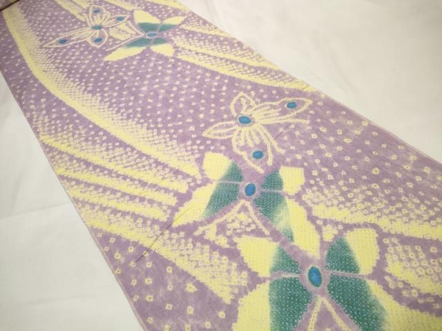 ∴ 上 夏物 浴衣 有松鳴海絞り 反物 着尺 舞蝶文 綿 kh 6