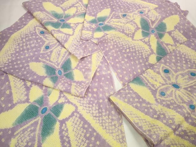 ∴ 上 夏物 浴衣 有松鳴海絞り 反物 着尺 舞蝶文 綿 kh 6