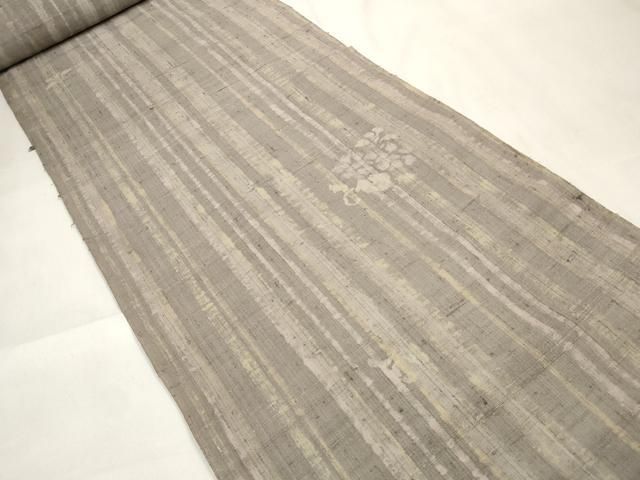 上 染織の名門 しょうざん 生紬 反物 着尺 花唐草 kh 6