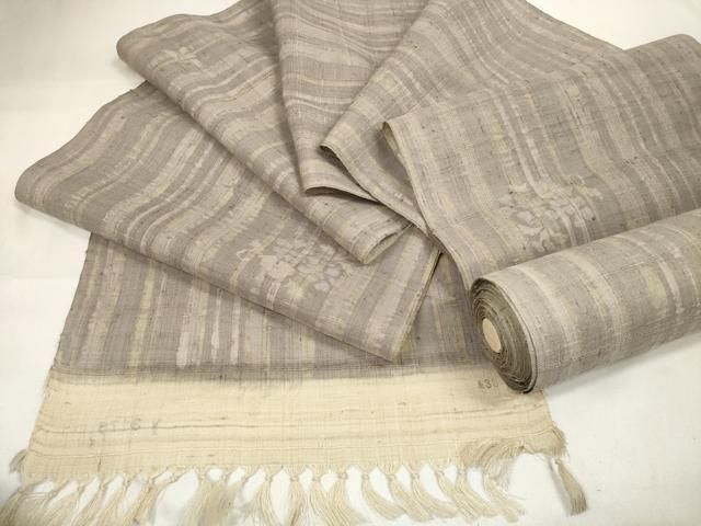 上 染織の名門 しょうざん 生紬 反物 着尺 花唐草 kh 6