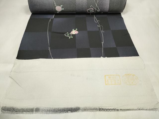  上 小紋 反物 着尺 格子舞花文 kh 6 小紋 着物反物