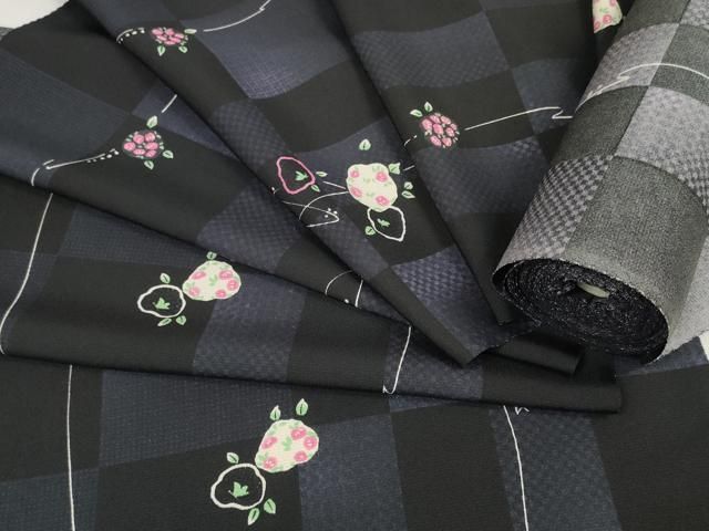 上 小紋 反物 着尺 格子舞花文 kh 6