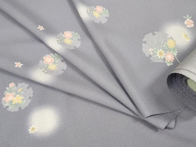 上 小紋 反物 着尺 蛍暈し 雪輪花文 kh 6