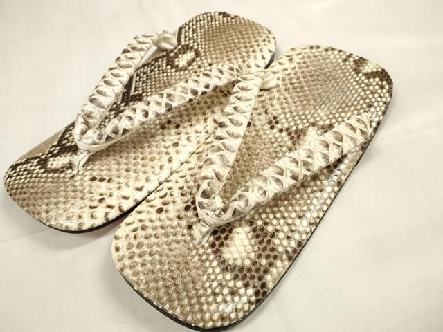 上 男性 和装小物 雪駄 錦蛇 錦ヘビ 総本皮 ヘビ皮 芝惣 履物 LLサイズ 26.5 cm kh 6