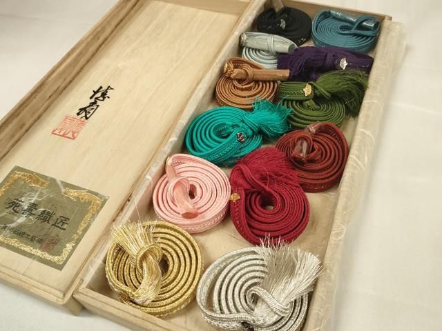 上 国際的伝統工芸作家 十二代 藤林徳扇 苑寿 帯締め12本 帯揚げ 重ね衿セット 共 き kh 6