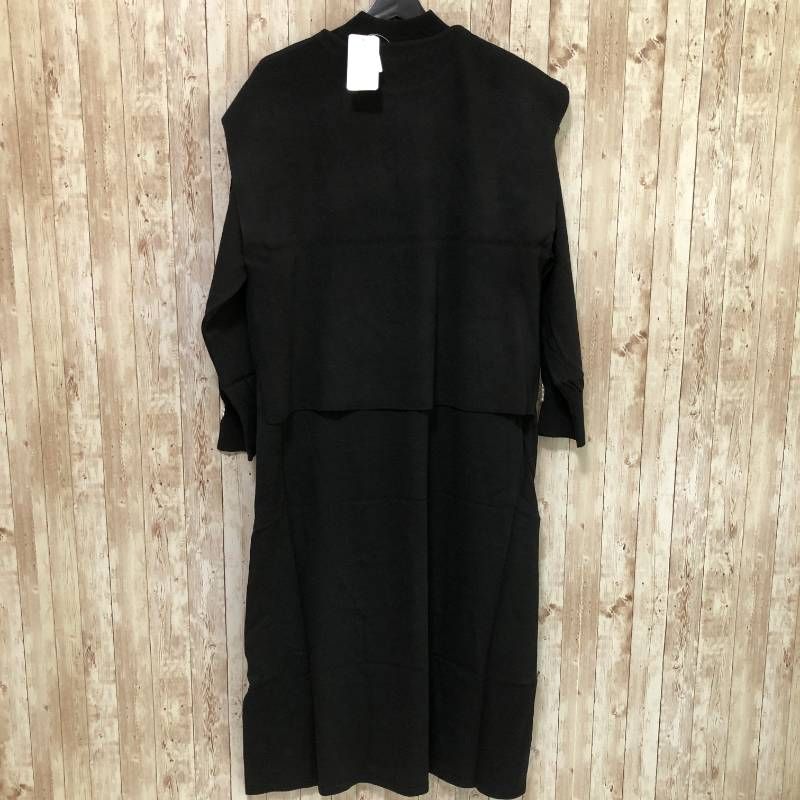 タ キャリール ワンピース＆ポンチョ風ベストニットアンサンブル ブラック 3 L