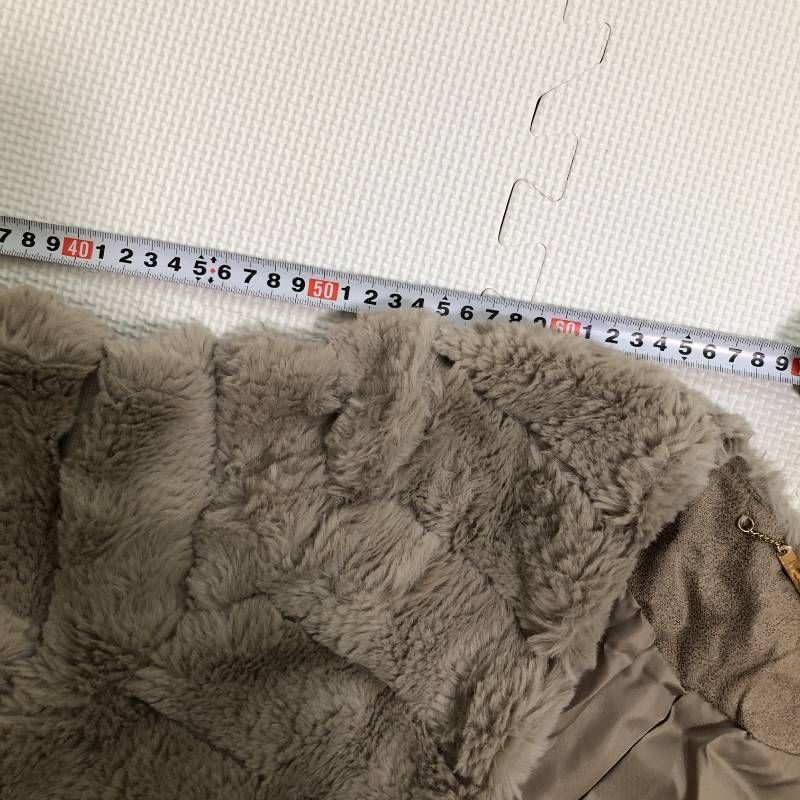  タ Anne Coquine アンコキーヌ フェイクファー ノー コート グレージュ系 M ノーカラージャケット ジャケット アウター