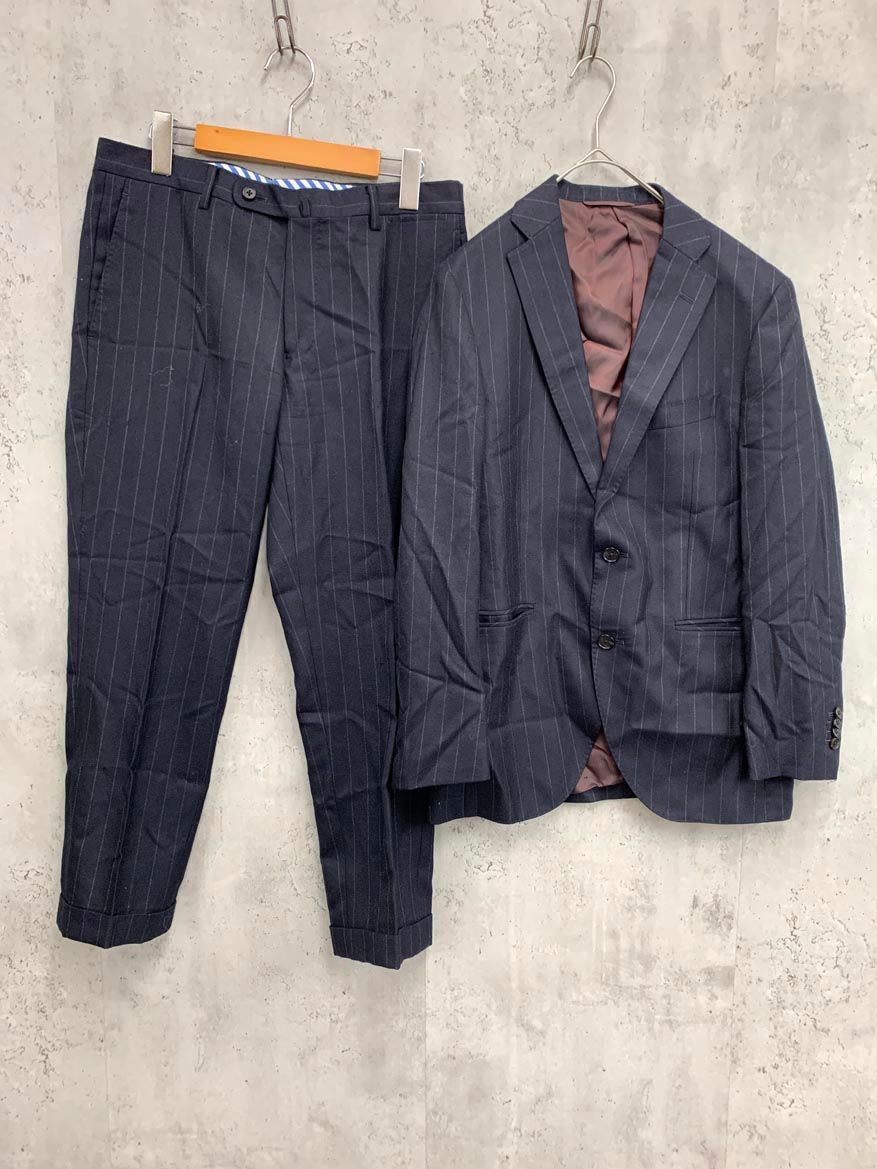 blazer s bank MOON ブレイザーズバンク ムーン セットアップ ジャケット パンツ スーツ size 165 cm 6 Drop L 紺 ストライプ メンズ