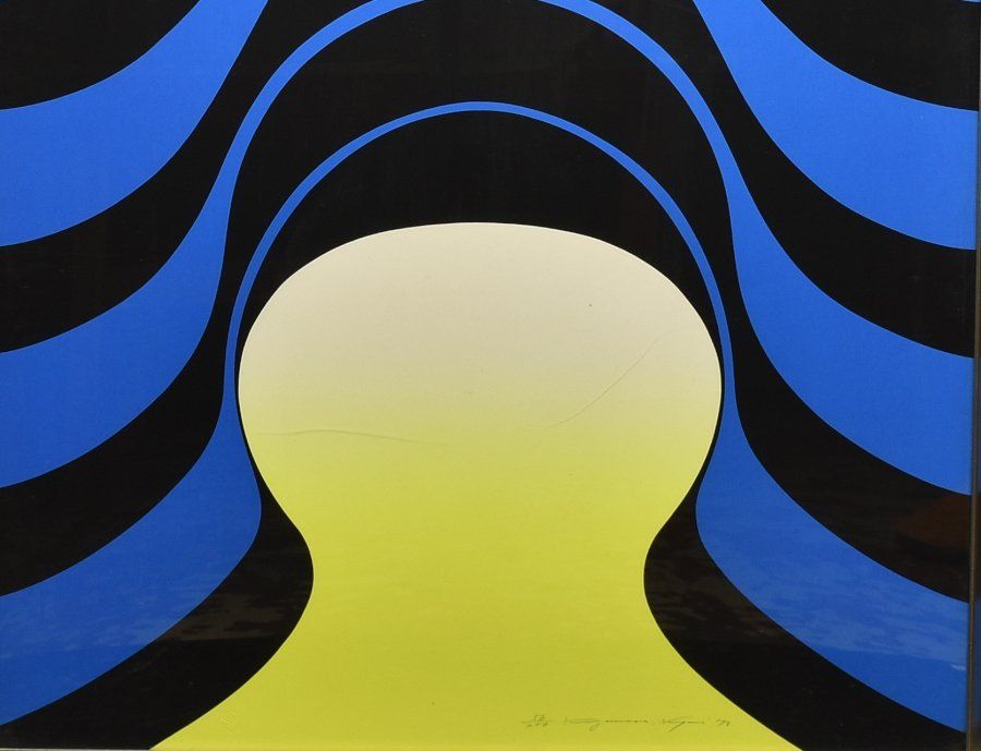 蔵C 8449 シルクスクリーン 永井一正 高鳴り 56 200 1973年