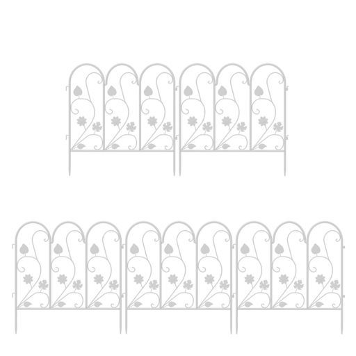 Wisforガーデンフェンスアイアン セット白高さ50 diy屋外刺すだけシンプル犬ドックラン外用フェンスホワイト半円おしゃれ頑丈花壇庭の柵縁取り仕切り後付けフェンス