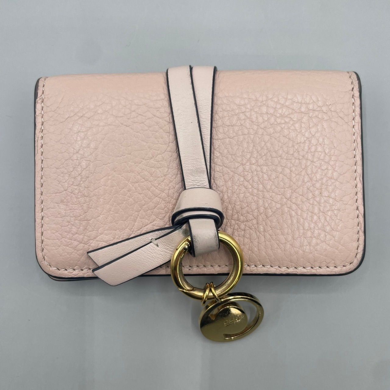 極美品 Chloe クロエ カードケース 名刺入れ ロゴチャーム ゴールド