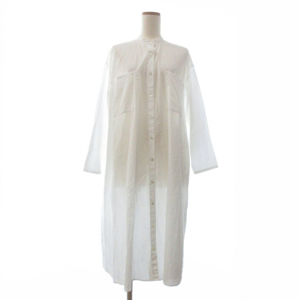 ミズイロインド mizuiro ind シャツワンピース ロング丈 長袖 無地