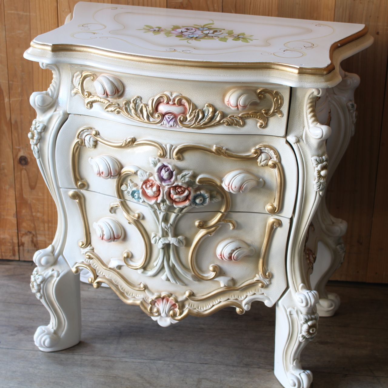 664)ロココ調のチェスト アンティーク調 バラ 薔薇 猫脚 姫系 - メルカリ