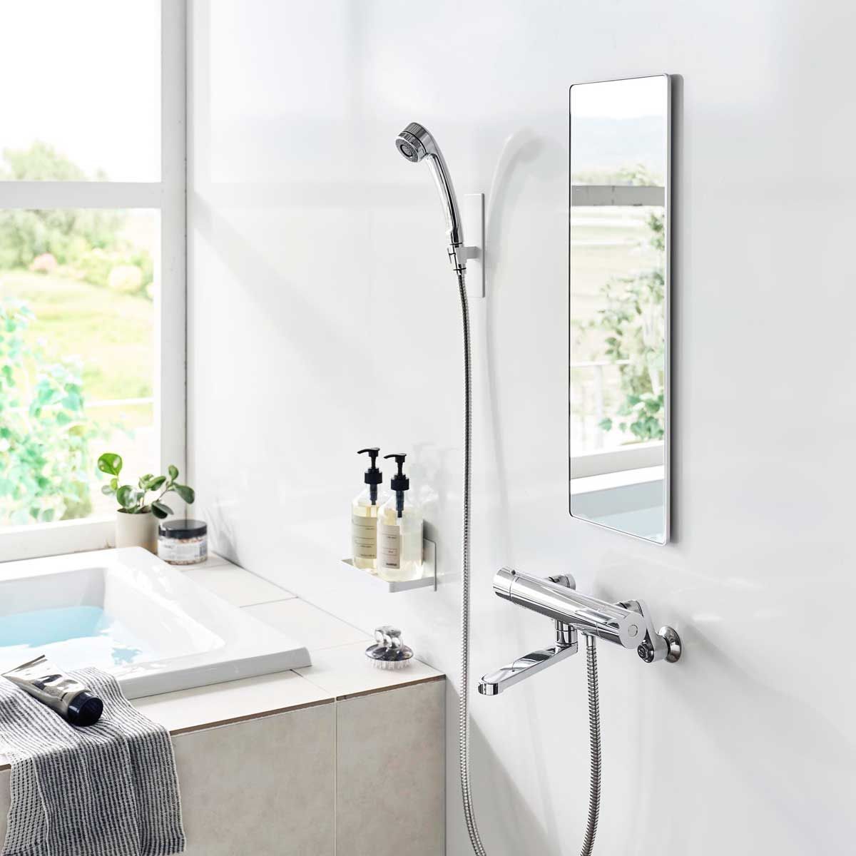 浴室ミラー 山崎実業 tower タワー マグネットバスルームミラー 角型 ロング 10308 ホワイト｜ SPORTUS