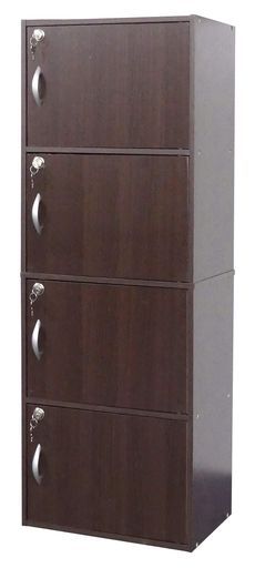 サンゴクロシオ鍵付き4段ボックスRブラウン幅42 cm鍵扉収納オフィス本棚