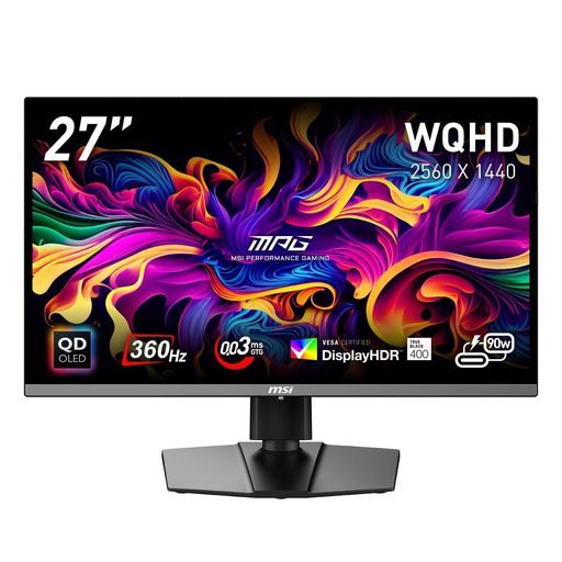 MSIQD-OLEDゲーミングモニター -OLED 26.5インチ WQHD QD-OLEDパネル 360 Hz 0.03 ms GTG ハードウェアブルーライトカット DisplayHDRTrueBlack
