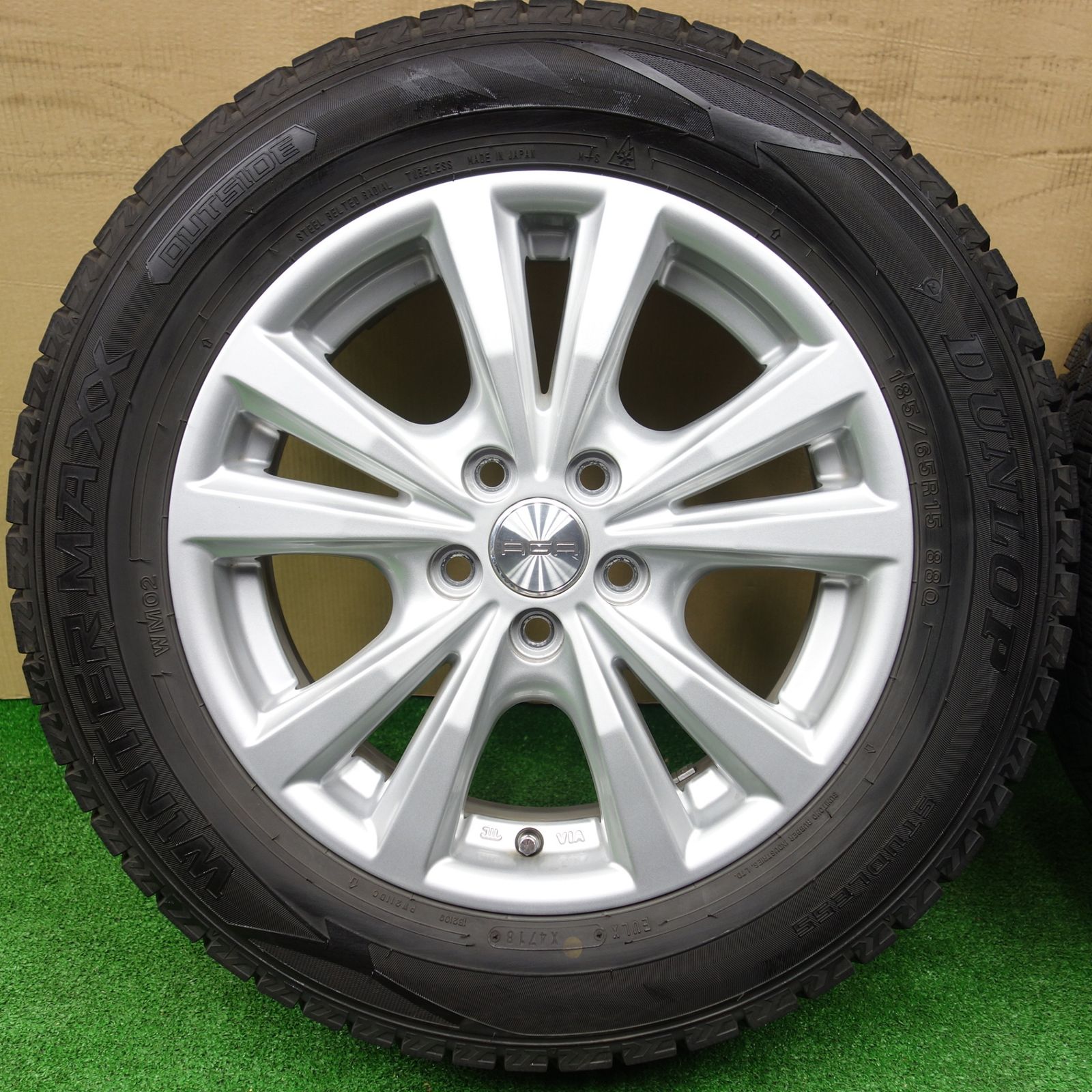 バリ溝 キレイ 9分 ワーゲン アウディ 等 AGA Dorf 185 65 R 15 スタッドレス ダンロップ ウインターマックス WM 02 15インチ ドルフ PCD 100 5 H ス
