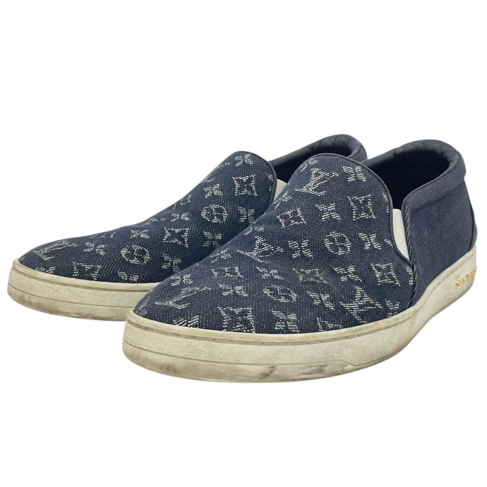LOUIS VUITTON ルイ ヴィトン モノグラム デニム スリッポン スニーカー 靴 MS 1116 ネイビー サイズ 40