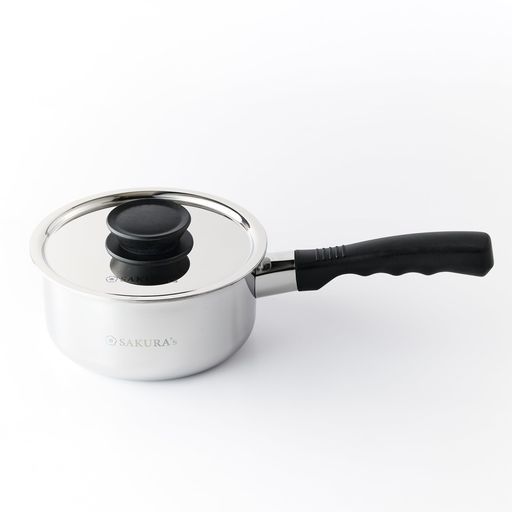 SAKURA’s食事処さくらプロデュースながく使える万能鍋軽量焦げ付かないIH対応ガス火対応ステンレスメモリ付き全面5層構造 16 cm