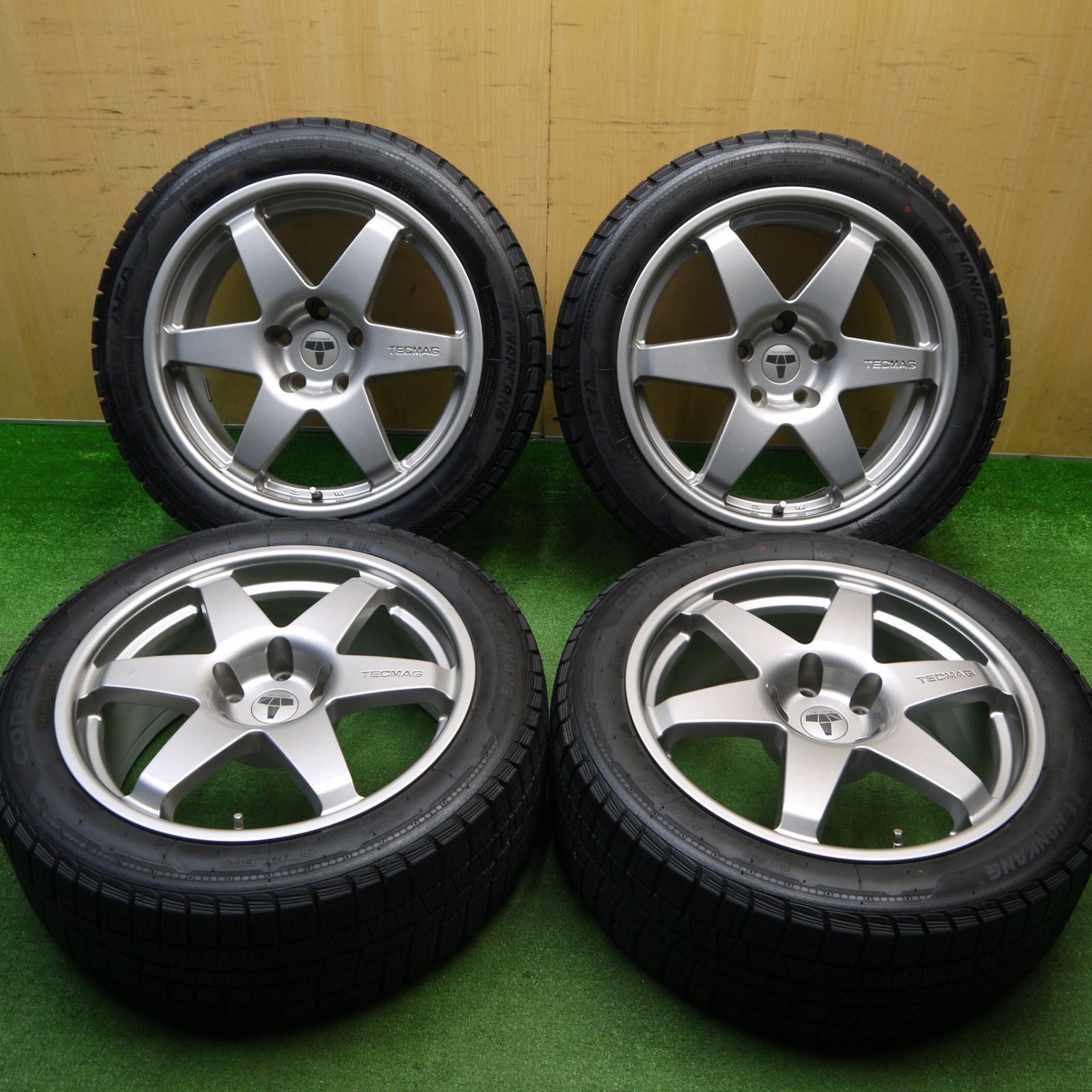 バリ溝 キレイ 9 5分 BMW 等 TECMAG Type 206 R TARGA 245 45 18 スタッドレス ナンカン CORSAFA テクマグ タルガ 18インチ PCD 120 5 H ス