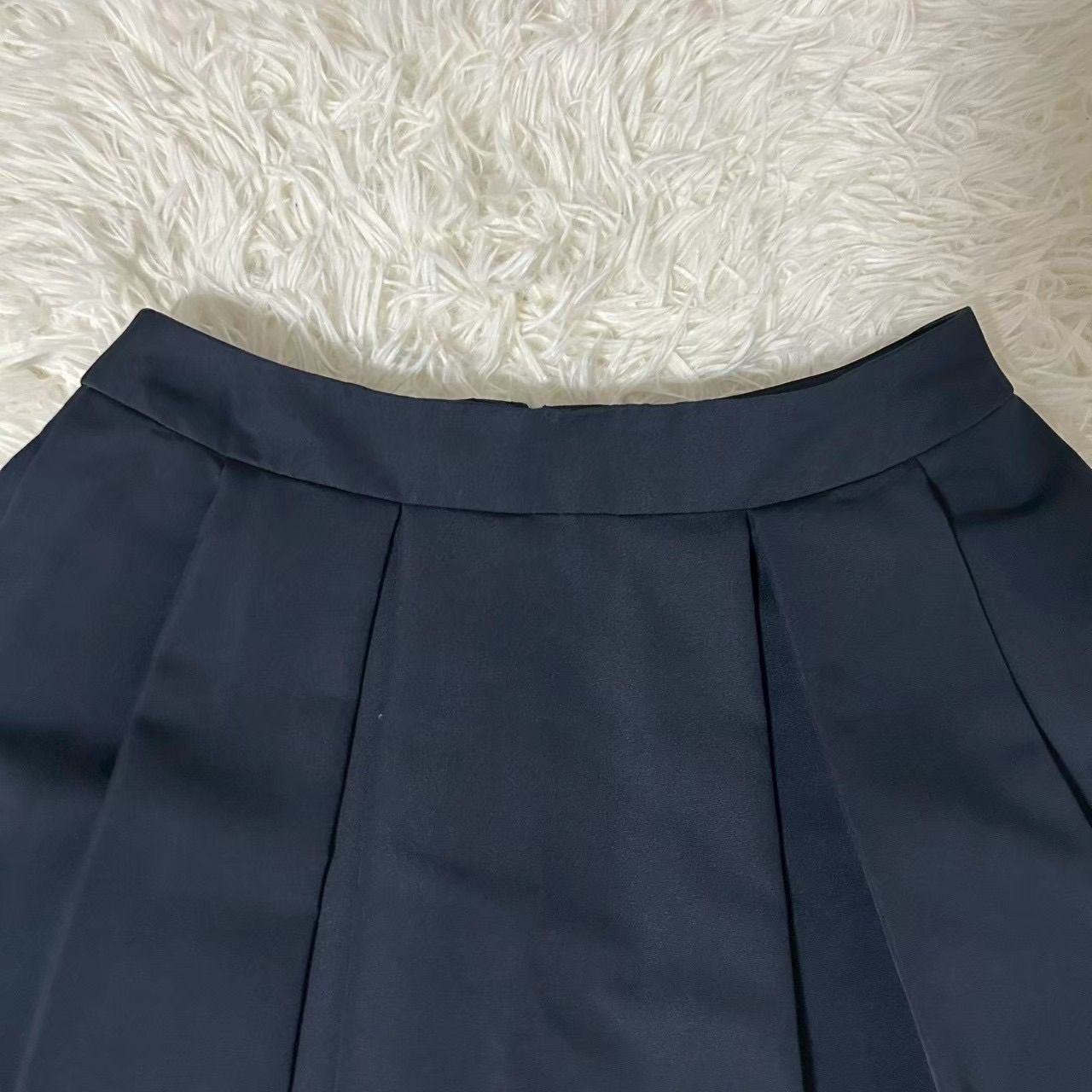 M-premier BLACK ブロックプリーツスカート ネイビー 38 キレイめ