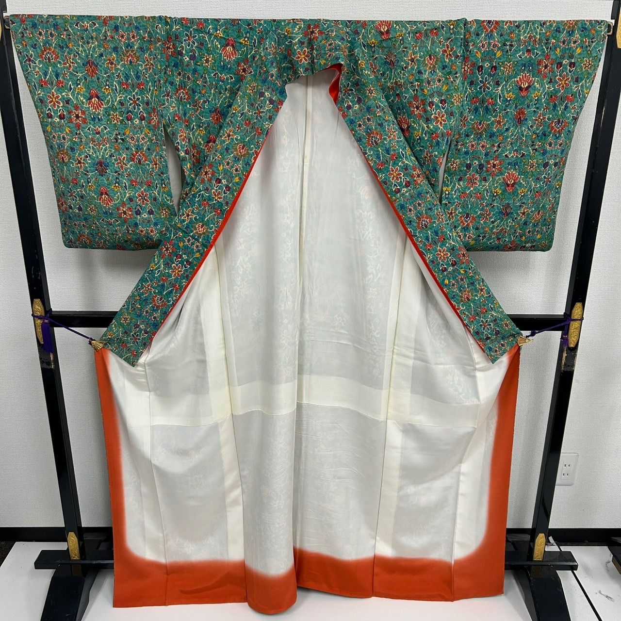 小紋 裄67 更紗模様 素敵な染め 正絹 着物 MK-2261 - メルカリ