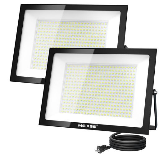 MEIKEE 200 W超薄型 セット LED投光器作業灯超高輝度昼光色 省エネ豪雨対応IP 66防水2000 w相当5万時間点灯 13年間耐久度省エネ120°広角看板灯駐車場ガレージ体育館用