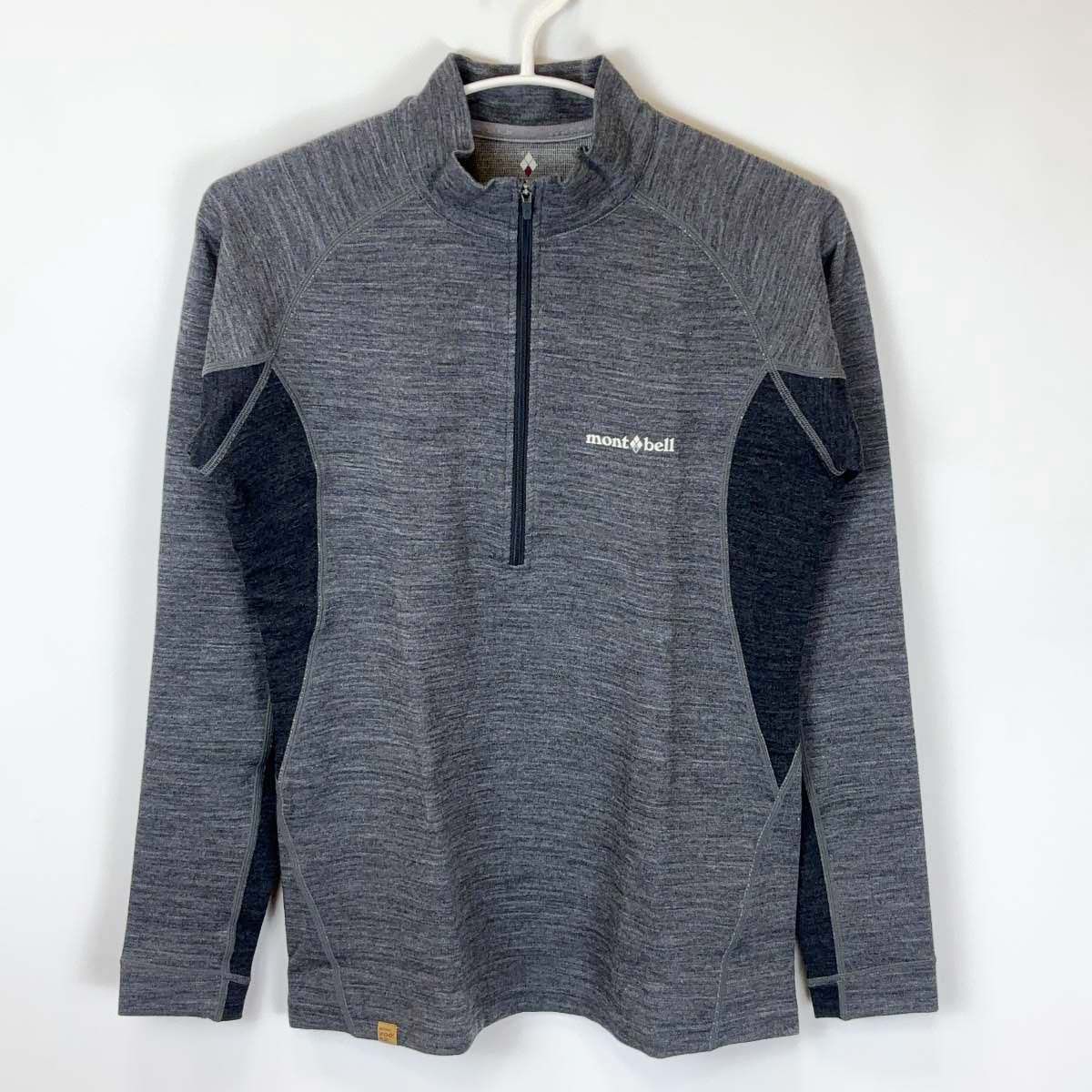 モンベル メリノウール プラスアクション ジップネック M グレー 1114440 レディース mont bell