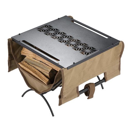 キャンピングムーン 薪ラック天板付きフィールド用薪ラックテーブル焚き火サイドテーブルブラックログキャリーTAB-285