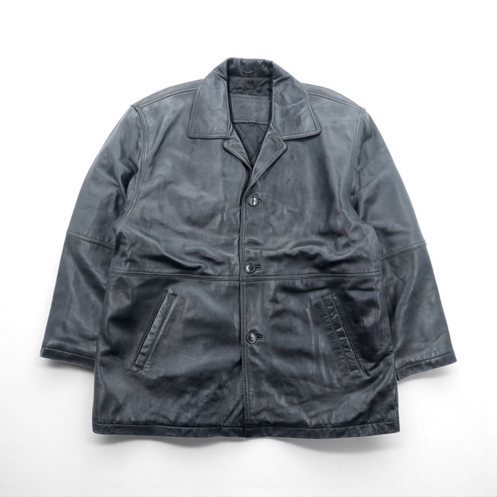 U.S. AIR FORCE COMMANDING OFFICER レザー カーコート ジャケット XL ブラック