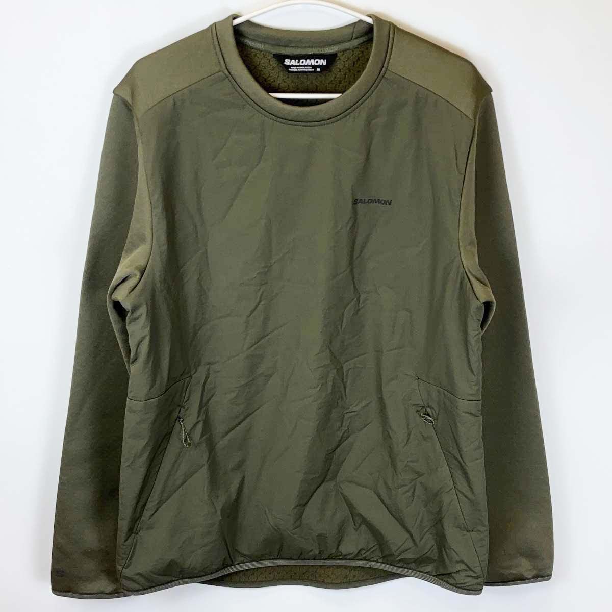 サロモン OUTLINE WARM HYBRID クルーネック フリース M グリーン メンズ SALOMON