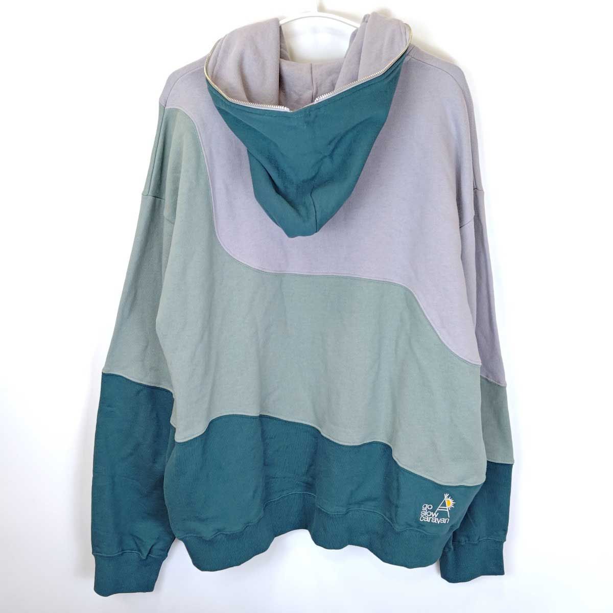 【未使用】Go slow caravan クレイジー 切り替え フルジップパーカー S ブルー 352615 メンズ ゴースローキャラバン 未使用】Go slow caravan クレイジー 切り替え フルジップパーカー S