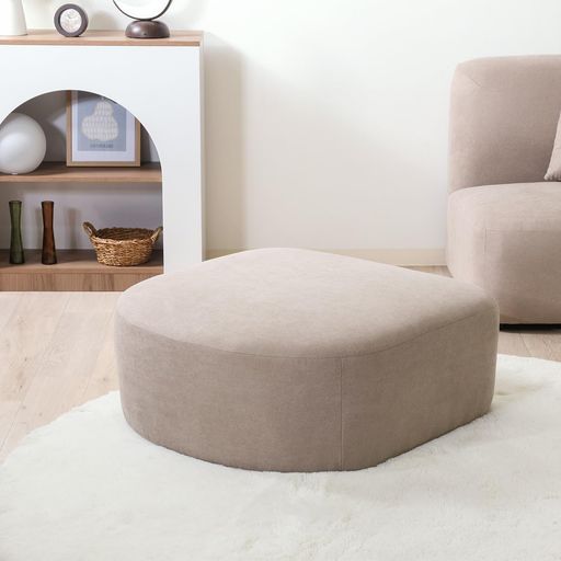 不二貿易ソファ1人掛け韓国インテリア 自由幅80 x奥行80 x高さ35 cmグレージュ一人掛けオットマンChamill 41310
