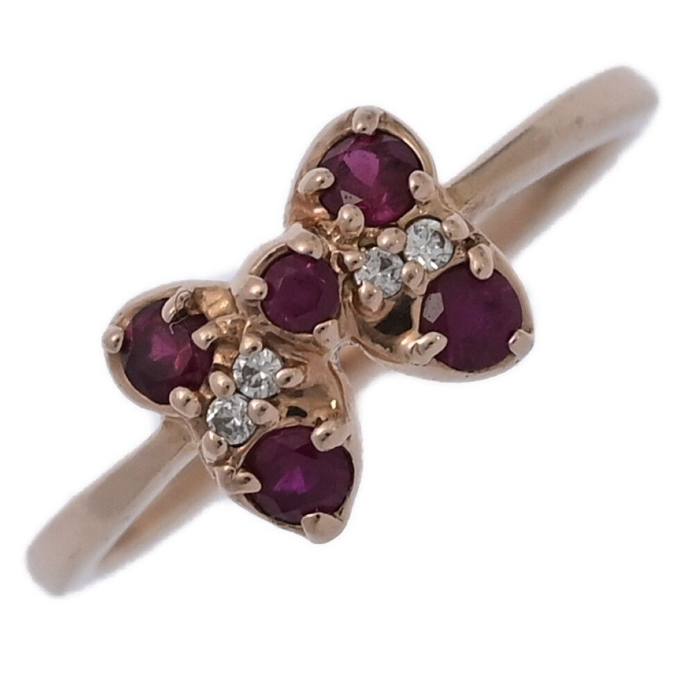 Disney ディズニー 5 P･ミニーモチーフ ルビー･ダイヤモンドリング･指輪 K 10 PG 416-1.0 g 3号 43 ピンクゴールド 翌日配送可 ♀ A レディース 599601