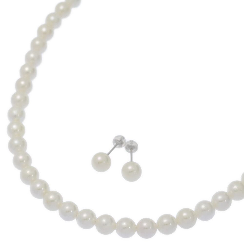 6.5-7 mm ジュエリーセット･アコヤ真珠 Japan Pearl パールピアス･ネックレス セット Sv 925×K 14 WGコンビ-31.1 g ♀ S レディース 599836