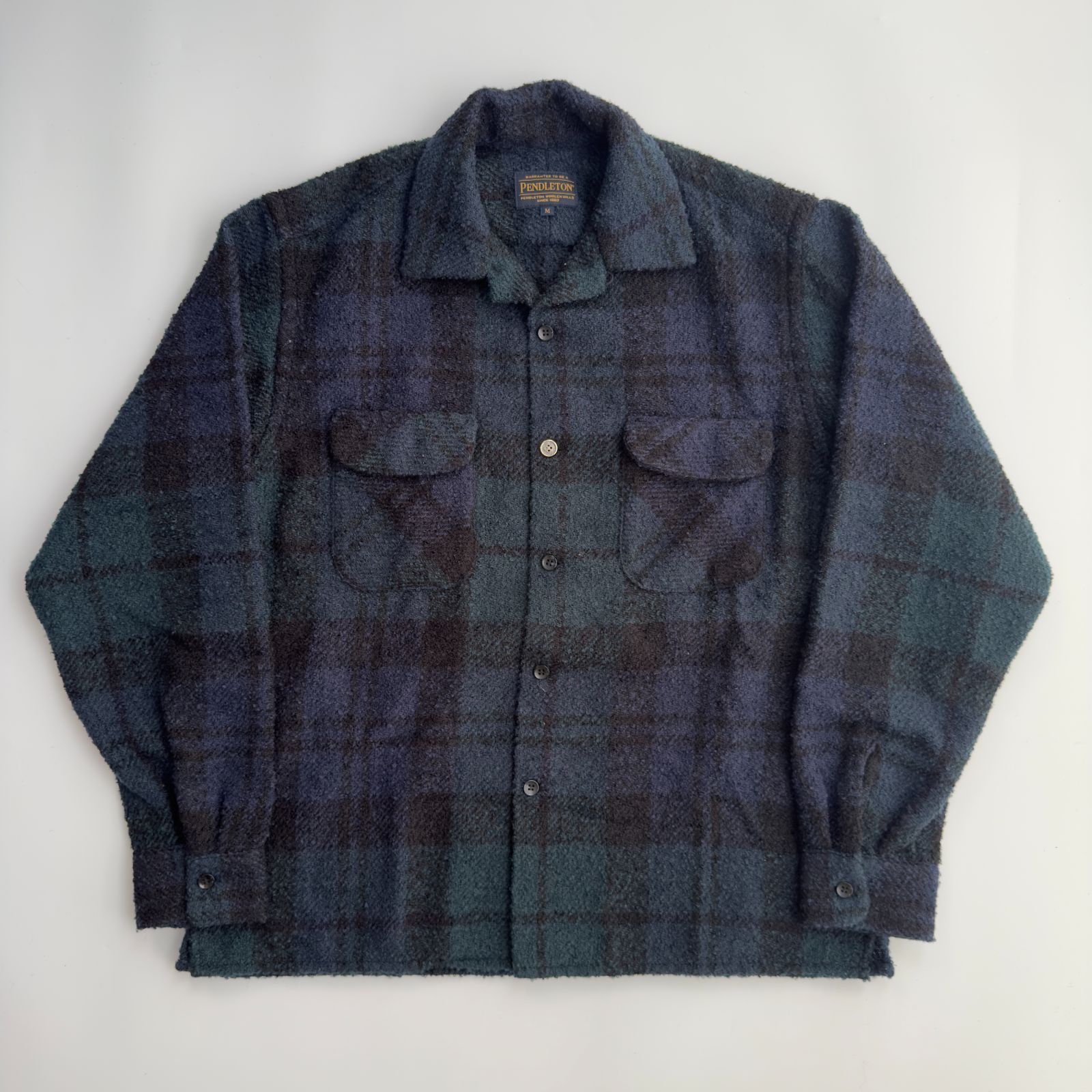 PENDLETON × Bill Wall Leather ペンドルトン ビルウォールレザー オープン シャツ 長袖 開襟 ループヤーン生地 サイズM