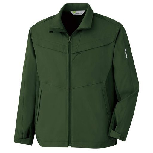 ミドリ安全 ベルデクセル作業服長袖ブルゾン男女兼用帯電防止立体裁断ストレッチ吸汗速乾防しわVE 626上モスグリーン5 L