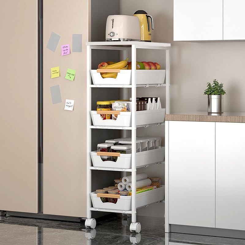 【人気商品】SVOHZAV キッチンワゴン スライド式 幅20/25/32cm 天板付き 隙間収納 スリムワゴン キャスター付き キッチン 高さ81cm 洗面所 収納ラック 調味料棚 ラック 洗濯機横 冷蔵庫横収納 ラン