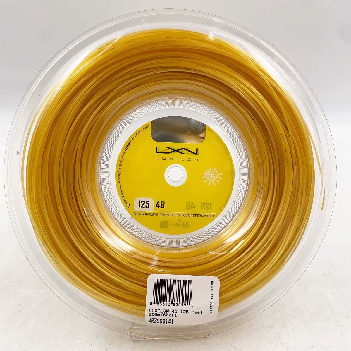 LUXILON ルキシロン 4 G リール reel 125 硬式 テニス ポリエステル ストリング ガット 200 m ロール ゴールド 1 25 mm