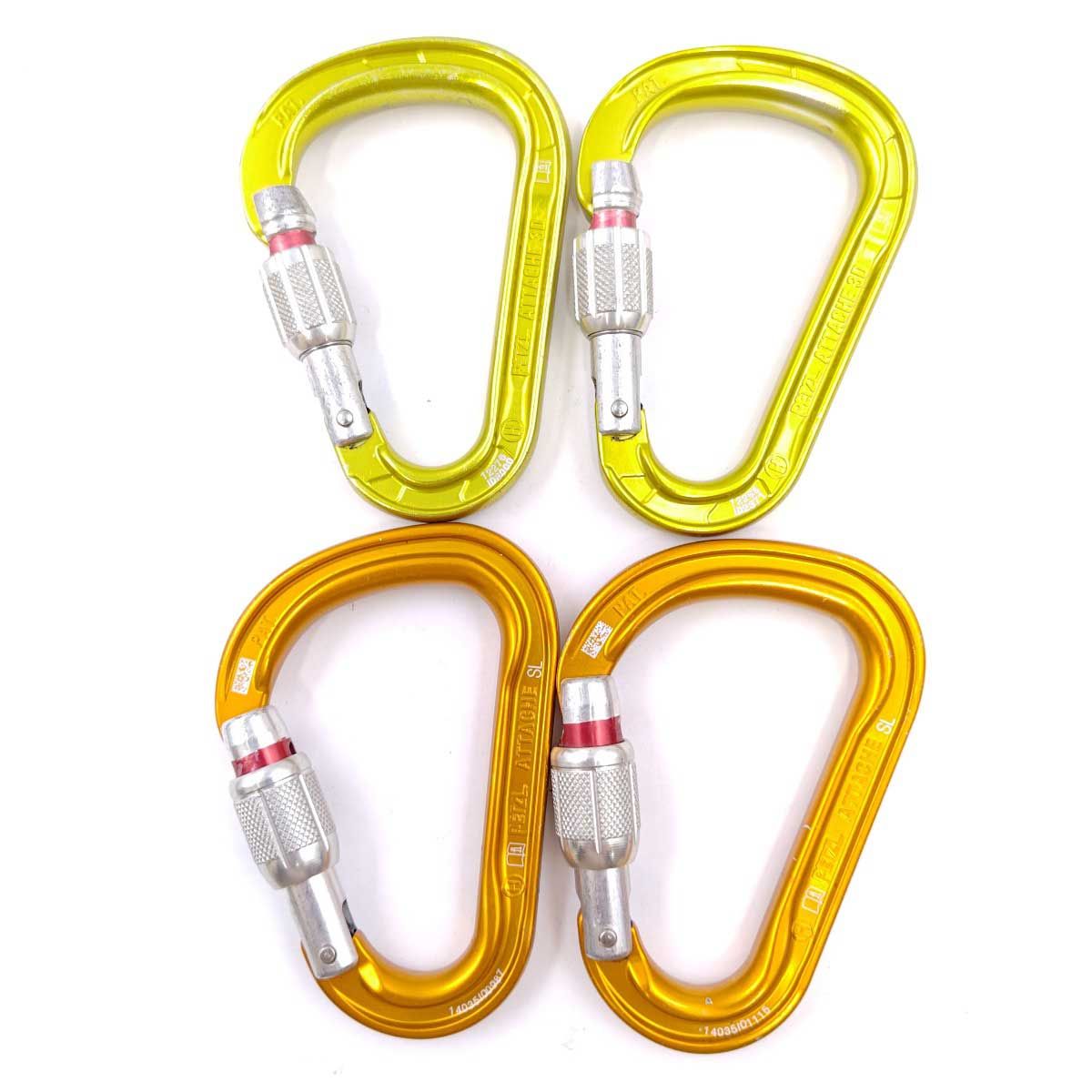 4点セット ペツル ATTACHE アタッシュ 3 D スクリューロック カラビナ PETZL 登山 クライミング 高所作業