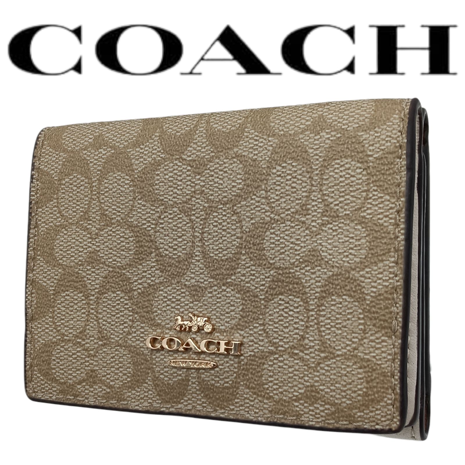 COACH　コーチ　三つ折り財布　91806　シグネチャー　PVC　ベージュ COACH コーチ 三つ折り財布 91806 財布 シグネチャー PVC ベージュ