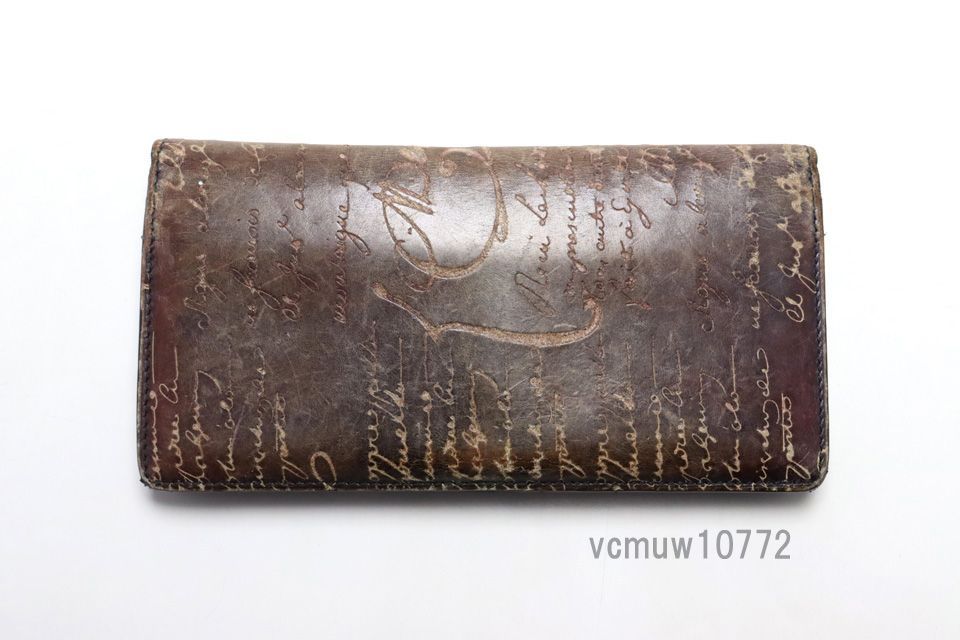 美 Berluti カリグラフィ レザー 2つ折り長財布 ベルルッティ 1106 tb 39589