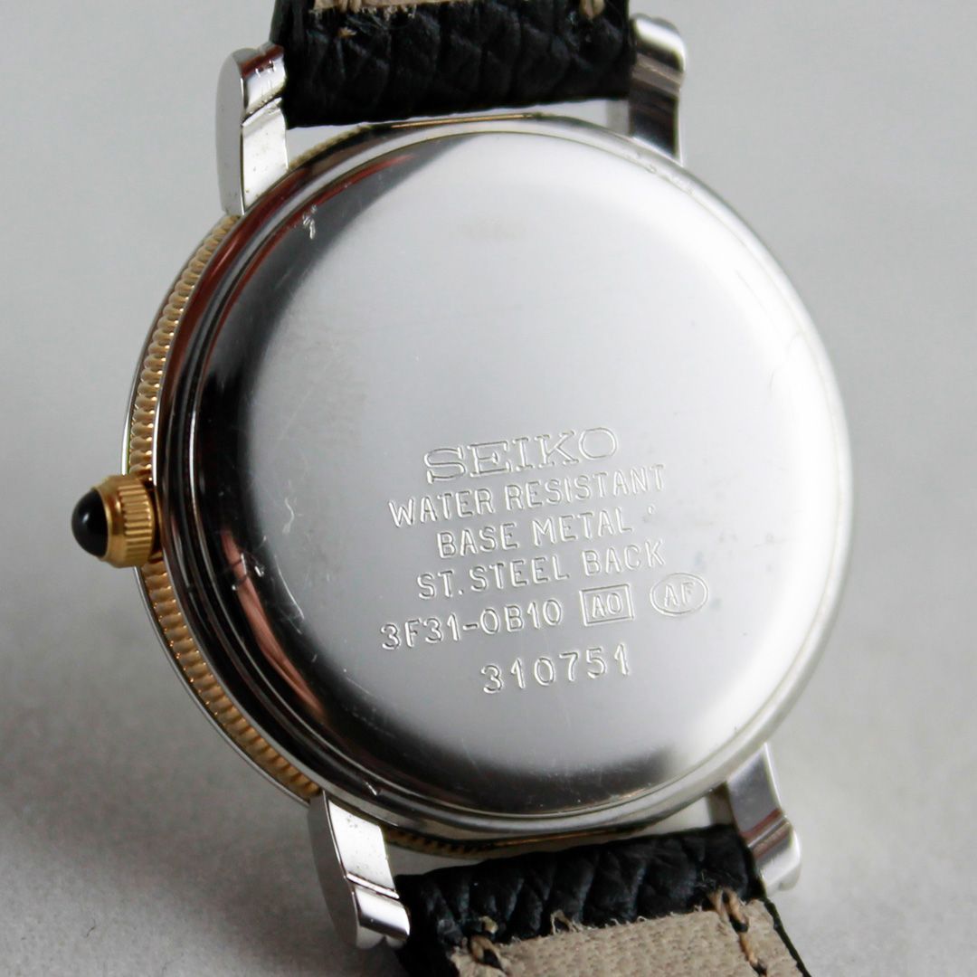  T 65 SEIKO セイコー エクセリーヌ 3 F 31-0 B 10 レディース クオーツ ラウンド コンビ ギョーシェ文字盤 ローマンインデックス コインエッジベゼル 尾錠 銀座サコム堂 腕時計(クォーツ) 腕時計(アナログ)