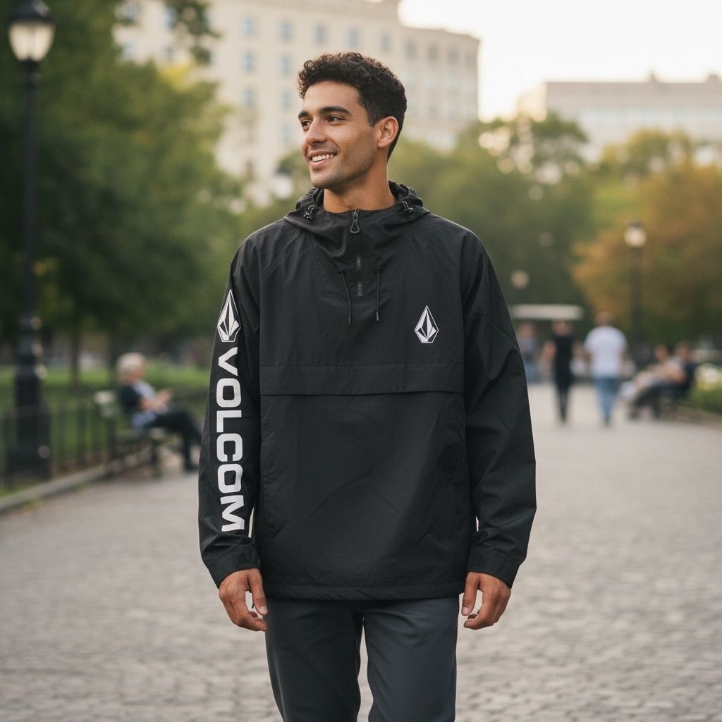 VOLCOM ボルコム アノラックジャケット プルオーバージャケット 耐水加工 アウトドア スノーボードウェア メンズ US S ブラック 黒 ポリエステル