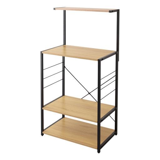 イケヒコ家具収納シェルフキッチンラックSTEELAブラック約63 x 39.5 123 cmビンテージ風コンパクト収納軽量頑丈木製モダンお洒落一人暮らし棚スリム新生活